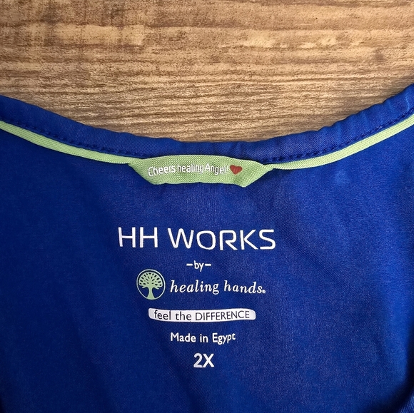 HH Works By Healing Hands Royal Blue Scrub Top Womens Plus Size 2X - Picture 4 of 9